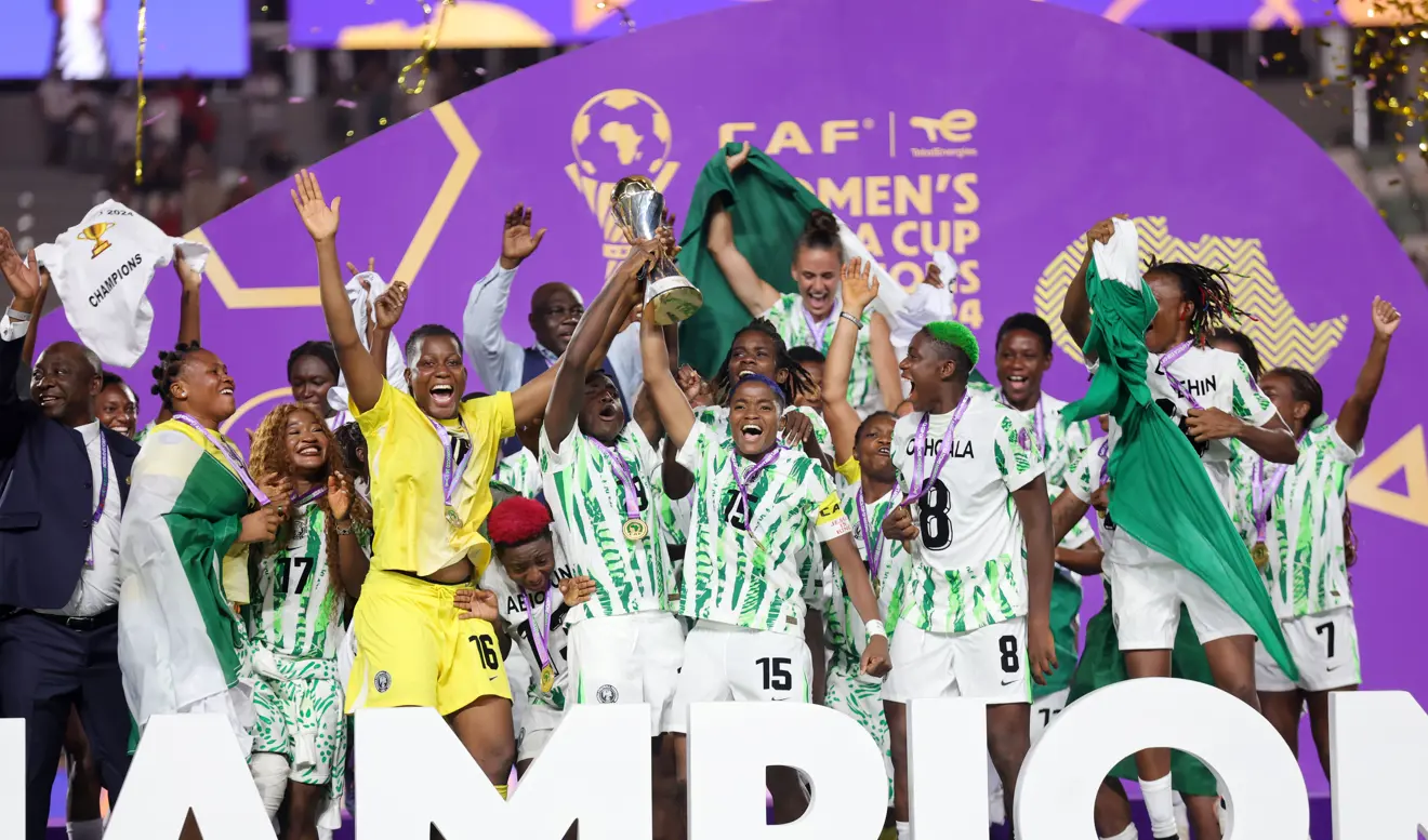 Super Falcons celebrate winning the WAFCON 2025 final against Morocco
